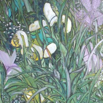 Painting titled "Irises" by Animesh Roy, Original Artwork, Oil