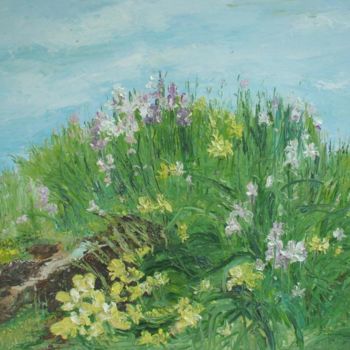 Pintura intitulada "Irises" por Animesh Roy, Obras de arte originais, Óleo