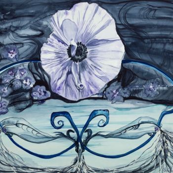Peinture intitulée "La fleur qui s’envo…" par Anirbas, Œuvre d'art originale, Aquarelle