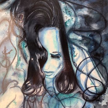 Painting titled "L’impasse" by Anirbas, Original Artwork, Watercolor Mounted on Wood Panel