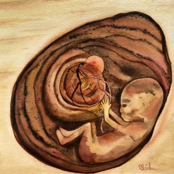 Painting titled "Incarnation" by Anirbas, Original Artwork, Watercolor Mounted on Wood Panel