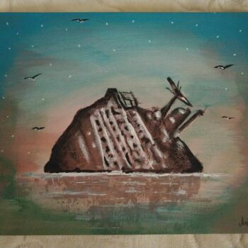 Картина под названием "L'épave" - Anis El Kamel, Подлинное произведение искусства, Акрил