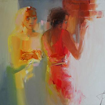 Painting titled "Dialogue about the…" by Galina Anisimova, Original Artwork, Oil Mounted on Wood Stretcher frame
