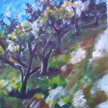 Painting titled "La campagne" by Enis Tayeb, Original Artwork, Watercolor