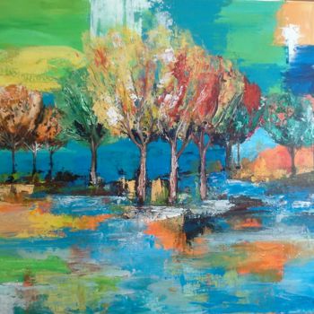 Painting titled "lundi-sur-le-plan-d…" by Anita Boche, Original Artwork, Acrylic