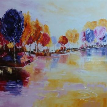 Painting titled "les arbres du bord…" by Anita Boche, Original Artwork, Oil