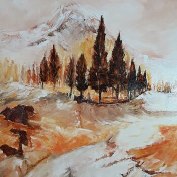 Painting titled "L HIVER CHARMANT ET…" by Anita Boche, Original Artwork, Oil