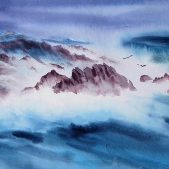 Painting titled "Jour de tempête" by Anita Bruzzo, Original Artwork, Watercolor