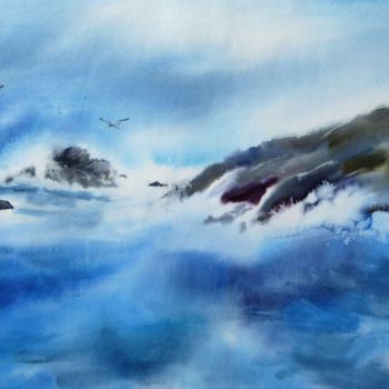 Painting titled "Quiberon" by Anita Bruzzo, Original Artwork, Watercolor