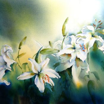 Peinture intitulée "Parfum de paradis" par Anita Bruzzo, Œuvre d'art originale, Aquarelle