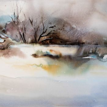 Peinture intitulée "Frimas" par Anita Bruzzo, Œuvre d'art originale, Aquarelle