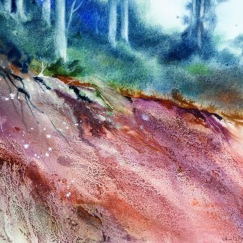 Peinture intitulée "Terre rouge" par Anita Bruzzo, Œuvre d'art originale, Aquarelle