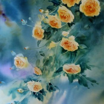 Painting titled "Cascade" by Anita Bruzzo, Original Artwork, Watercolor