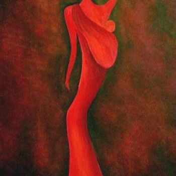 Pittura intitolato "red africana" da Anita Burnaz, Opera d'arte originale