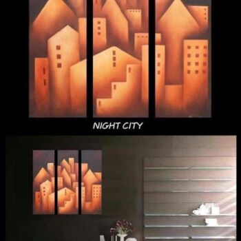Peinture intitulée "night city" par Anita Burnaz, Œuvre d'art originale