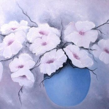 Painting titled "white flowers" by Anita Burnaz, Original Artwork