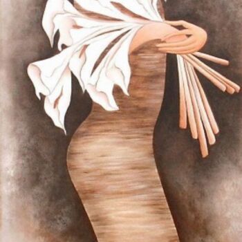 Ζωγραφική με τίτλο "woman with callas" από Anita Burnaz, Αυθεντικά έργα τέχνης