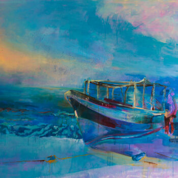 Schilderij getiteld "Little Bay by dawn,…" door Anita Gryz, Origineel Kunstwerk, Olie