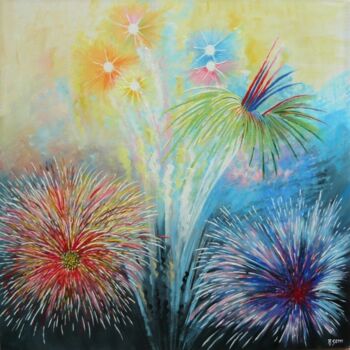 Painting titled "Feux d'artifice" by Anita Setti, Original Artwork, Acrylic
