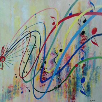 Malerei mit dem Titel "Vive la musique" von Anita Setti, Original-Kunstwerk, Öl