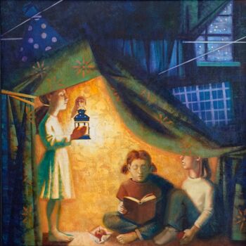 Pittura intitolato "Сказки на ночь" da Anita Turadzhanova, Opera d'arte originale, Olio