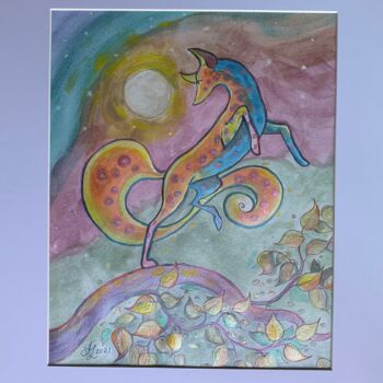 Dibujo titulada "Dancing Fox" por Anita Zotkina, Obra de arte original, Acuarela