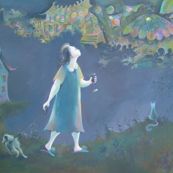 Картина под названием "Evening Walk" - Anita Zotkina, Подлинное произведение искусства, Акрил