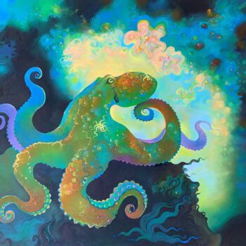 Painting titled "Octopus" by Anita Zotkina, Original Artwork, Oil
