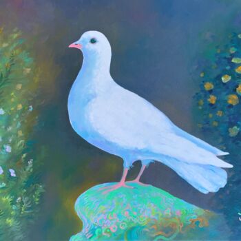 Peinture intitulée "White Dove" par Anita Zotkina, Œuvre d'art originale, Huile