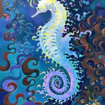 Painting titled "Sea Horse" by Anita Zotkina, Original Artwork, Oil