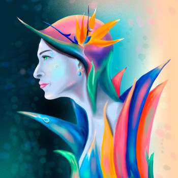 Цифровое искусство под названием "Bird of paradise. D…" - Anna Zorina, Подлинное произведение искусства, 2D Цифровая Работа