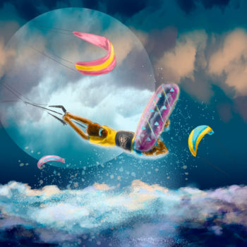Digital Arts titled "New means of flight…" by Anna Zorina, Original Artwork, Digital Painting