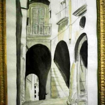 Painting titled "Via. T. Tasso. Sale…" by Aniello Scannapieco, Original Artwork