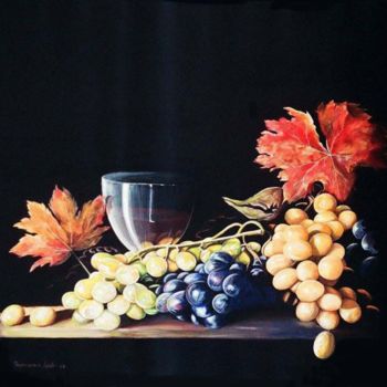 Painting titled "Uva e vino" by Aniello Scannapieco, Original Artwork