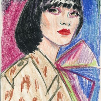 Zeichnungen mit dem Titel "Fashion portrait #1" von Anja Rudko, Original-Kunstwerk, Pastell