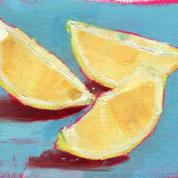 Schilderij getiteld "Lemon 2" door Anja Rudko, Origineel Kunstwerk, Olie