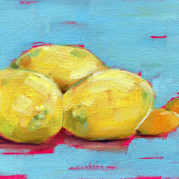 Malerei mit dem Titel "Lemons & kumquat" von Anja Rudko, Original-Kunstwerk, Öl