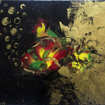 Malerei mit dem Titel "Goldfisch" von Anja Semling, Original-Kunstwerk, Acryl Auf Keilrahmen aus Holz montiert