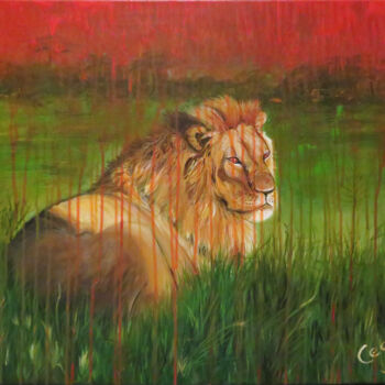 Painting titled "Cecil" by Anja Semling, Original Artwork, Acrylic Mounted on Wood Stretcher frame
