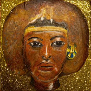Painting titled "Queen Teje" by Anja Semling, Original Artwork, Acrylic Mounted on Wood Stretcher frame