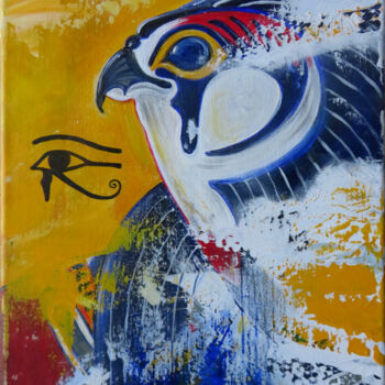 Painting titled "Horus" by Anja Semling, Original Artwork, Acrylic Mounted on Wood Stretcher frame