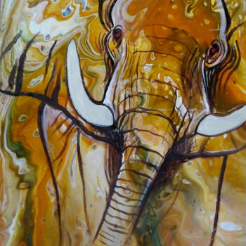 Pintura intitulada "Afrika-Elefant I El…" por Anja Semling, Obras de arte originais, Acrílico