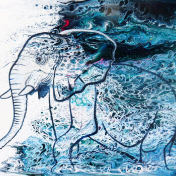 Pittura intitolato "Wild Elephant I Ele…" da Anja Semling, Opera d'arte originale, Acrilico