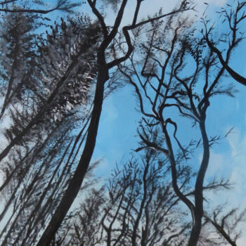 Schilderij getiteld "Bäume im Winter" door Anja Semling, Origineel Kunstwerk, Acryl