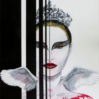 Malerei mit dem Titel "Black & White Swan" von Anja Semling, Original-Kunstwerk, Acryl