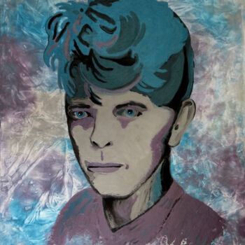 Schilderij getiteld "Superstar Bowie" door Anja Semling, Origineel Kunstwerk, Acryl Gemonteerd op Frame voor houten brancard