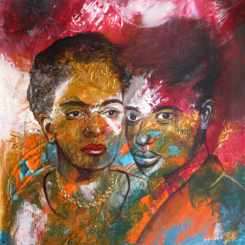 Schilderij getiteld "Frida und die Andere" door Anja Semling, Origineel Kunstwerk, Acryl