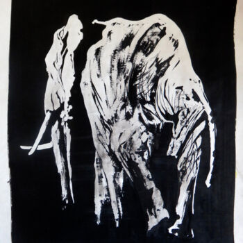 Zeichnungen mit dem Titel "White Elephant" von Anja Semling, Original-Kunstwerk, Tinte