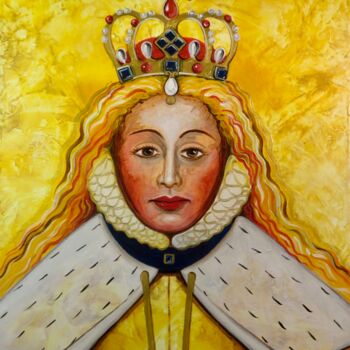 Painting titled "Elizabeth I. – The…" by Anja Semling, Original Artwork, Acrylic Mounted on Wood Stretcher frame