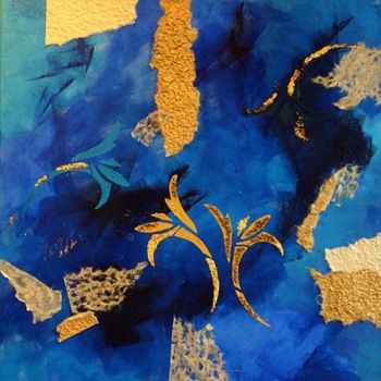 Painting titled "Blaues Potpourri" by Anja Haschberger, Original Artwork